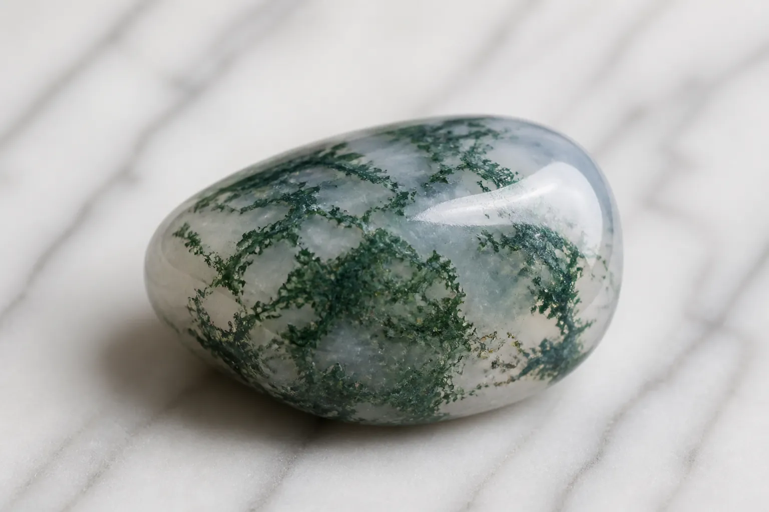 Realistic photo of Moss Agate crystal
